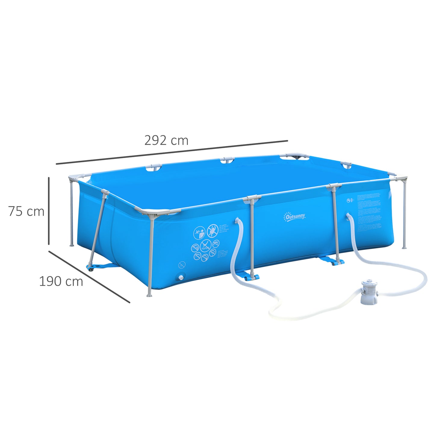 Opzetzwembad – Zwembad – Buitenzwembad – Familiezwembad – Zwemplaats – Blauw – Stevig Metalen Frame – 1000D Versterkt Kunststof