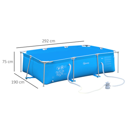 Opzetzwembad – Zwembad – Buitenzwembad – Familiezwembad – Zwemplaats – Blauw – Stevig Metalen Frame – 1000D Versterkt Kunststof
