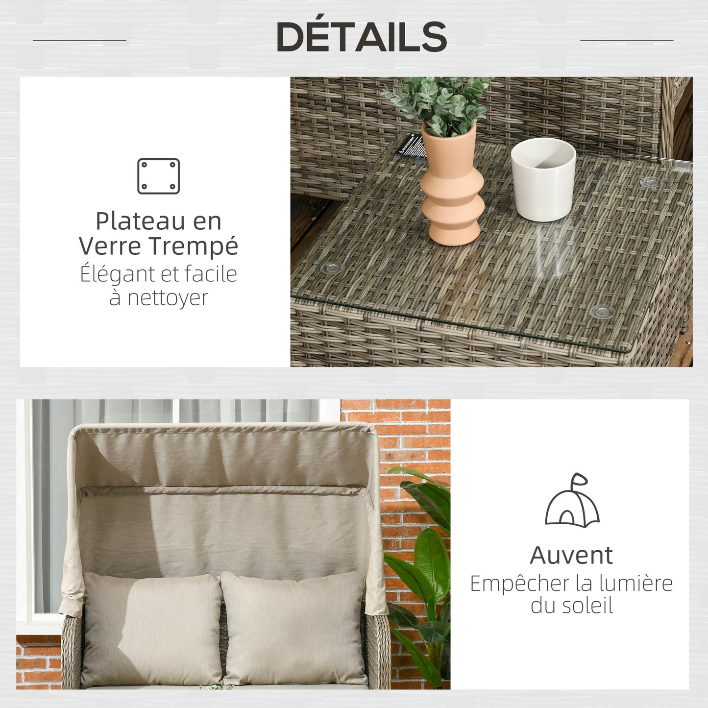 Tuinset – Loungeset – Lounge Meubel – Buitenmeubilair – Voetsteun – Weerbestendig Gegalvaniseerd Metaal – Comfortabele Afritsbare Kussens