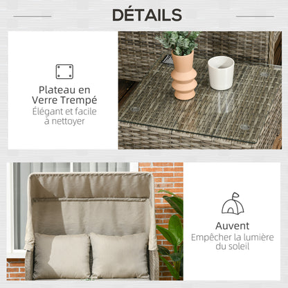 Tuinset – Loungeset – Lounge Meubel – Buitenmeubilair – Voetsteun – Weerbestendig Gegalvaniseerd Metaal – Comfortabele Afritsbare Kussens