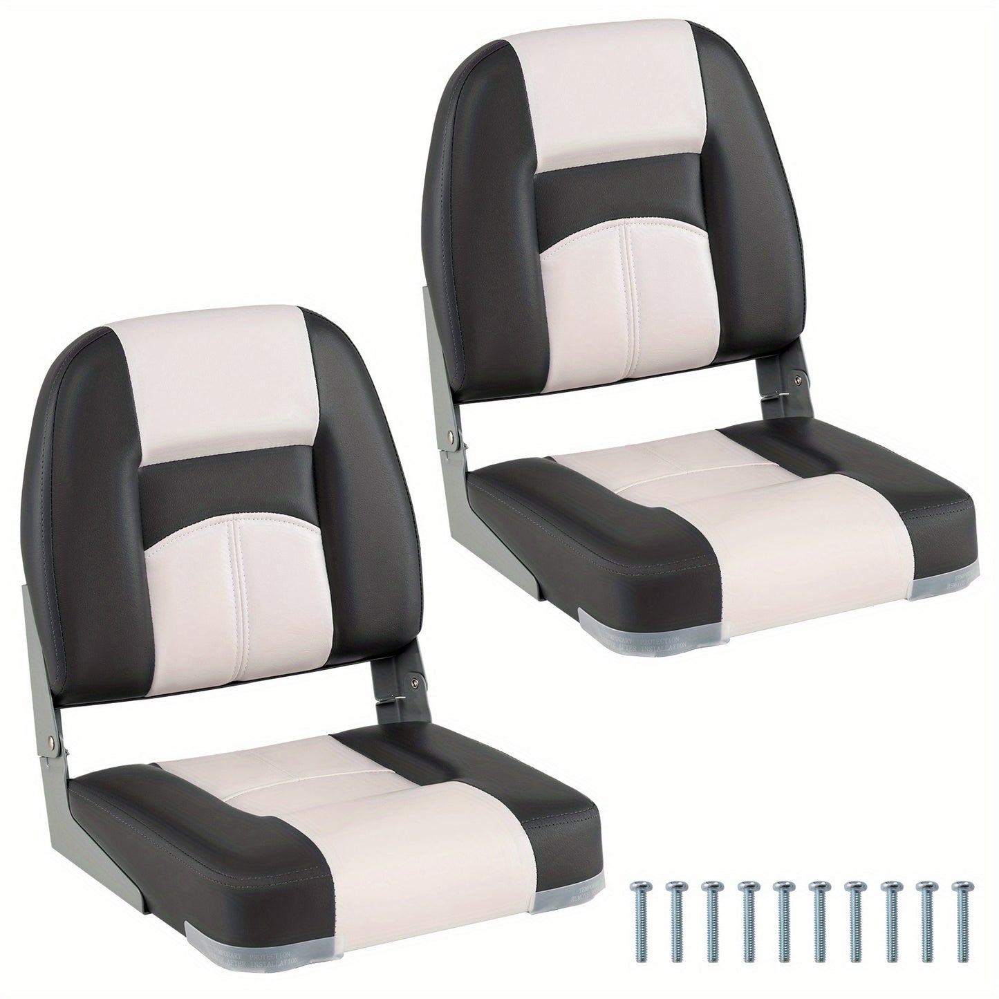 Inklapbare Bootstoelen – Bootstoelen Set – Vouwstoelen – Kajuitstoelen – Watersport Stoelen – Waterbestendig PVC Leer – Dikke Sponsvulling – Grijs
