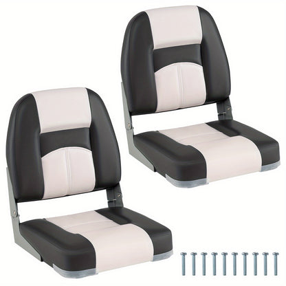 Inklapbare Bootstoelen – Bootstoelen Set – Vouwstoelen – Kajuitstoelen – Watersport Stoelen – Waterbestendig PVC Leer – Dikke Sponsvulling – Grijs