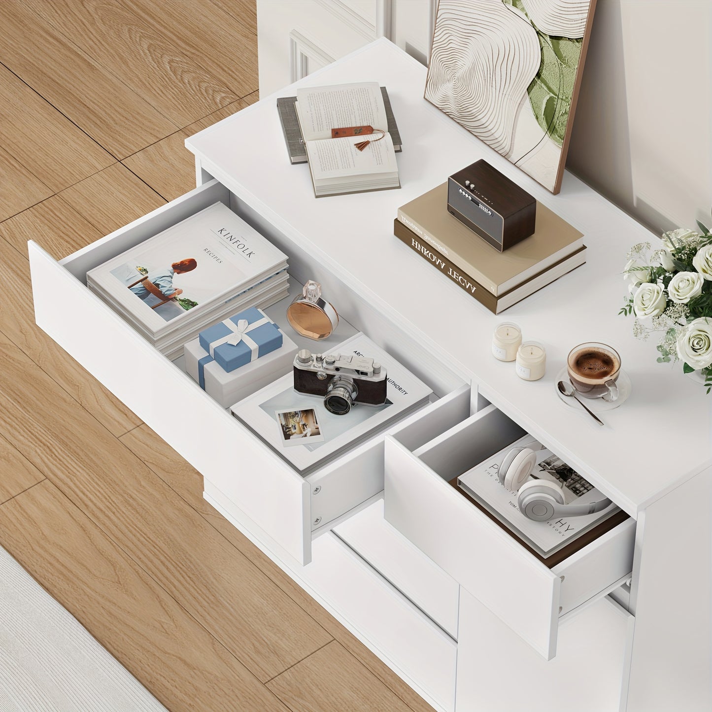 Modern Kastje – Ladekast – Opbergkast – Dressoir – Kast Met Deuren –  Compact 69 cm Hoog – MDF En Hardhout