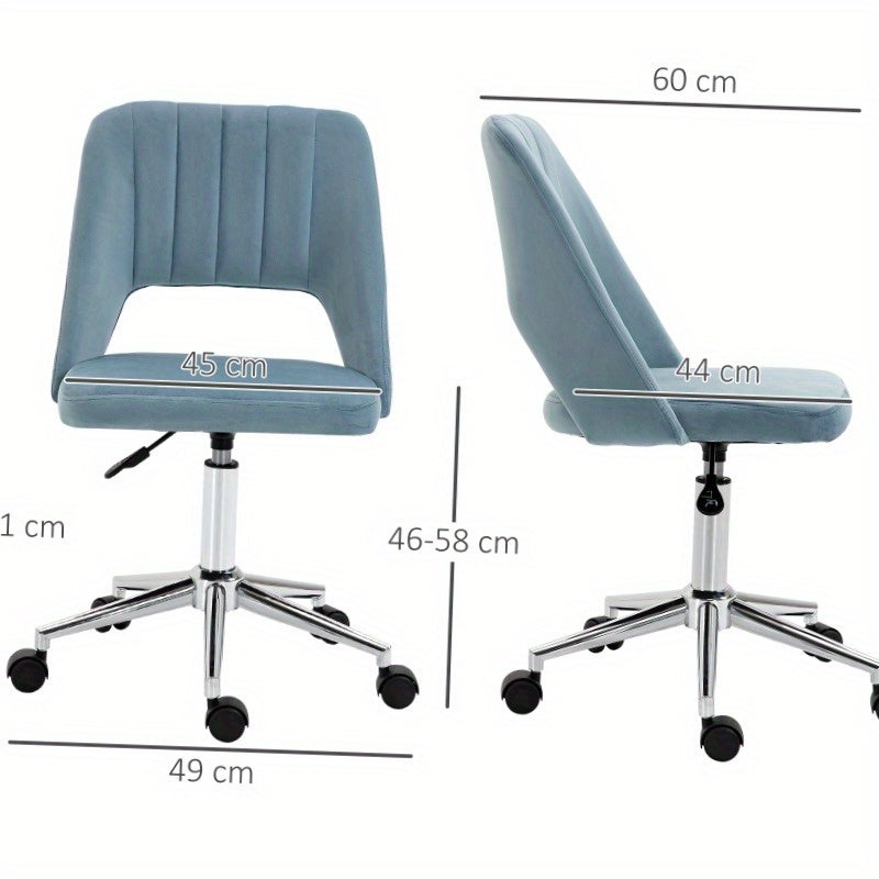 Bureaustoel – Office Chair – Werkstoel – Gaming Stoel – Draaistoel – Verstelbare Zithoogte 31-38 cm – 360° Draaibaar – Stevig Roestvrij Stalen Frame – Ergonomisch Comfort – Blauw