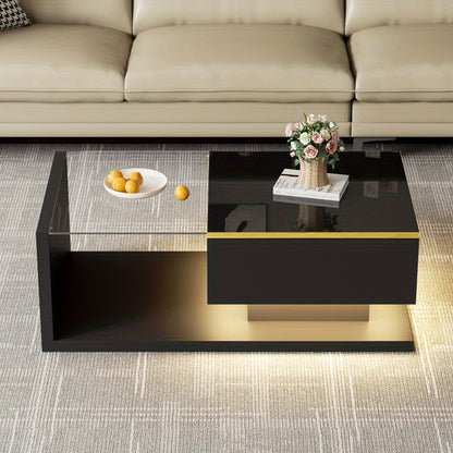 Salontafel – Koffietafel – Tafel – Woonkamertafel – Hoogglans Zwart – 90 x 50 cm – Stevig Spaanplaatmateriaal