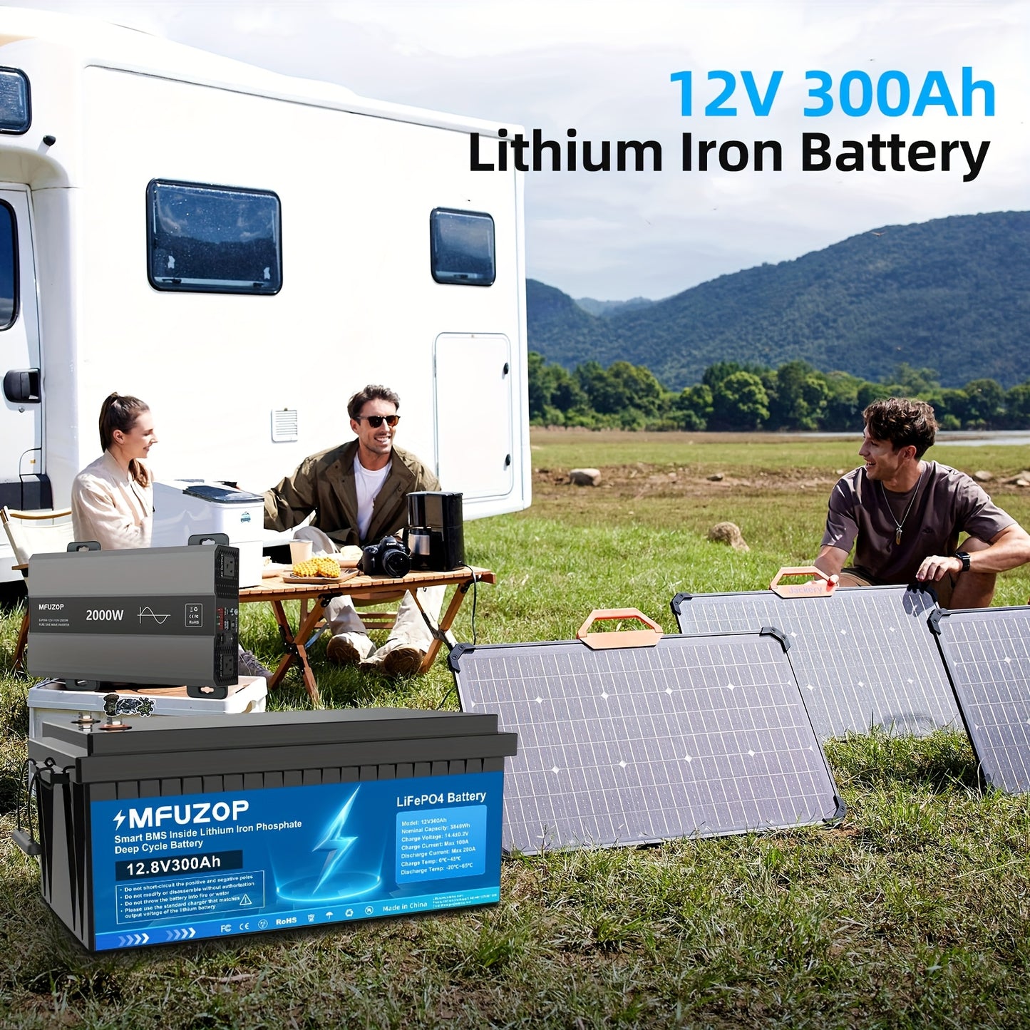 Lithium Accu – LiFePO4 Accu – Lithium Batterij – Bootaccu – Camper Accu – 12V 300Ah Capaciteit – Ingebouwd BMS en Lichtgewicht