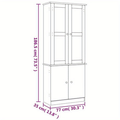 Vitrinekast – Vitrinekastje – Glaskast – Displaykast – Toonbankkast – Massief Dennenhout – Warme Bruine Kleur – 186,5x77x35 cm Compact Ontwerp