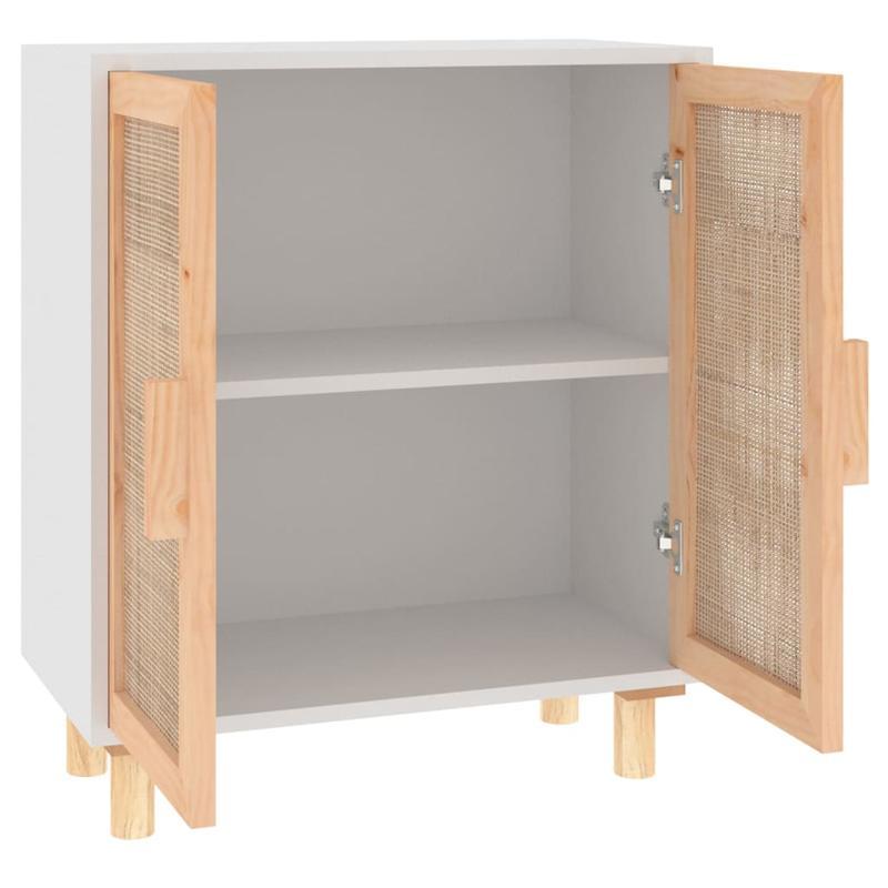 Dressoir – Opbergkast – Ladekast – Commode – Kast – Massief Grenenhout & Rotan – 2 Deuren Met Slot – 60x30x70 cm – Direct Gebruiksklaar