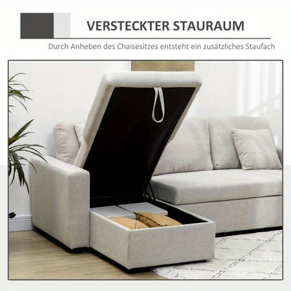 L-vormige Hoekslaapbank – Slaapbank – Hoekbank – Bankbed – 2-zits Sofa – Met Opbergruimte – Dik Foam – Metaal en Hout Frame