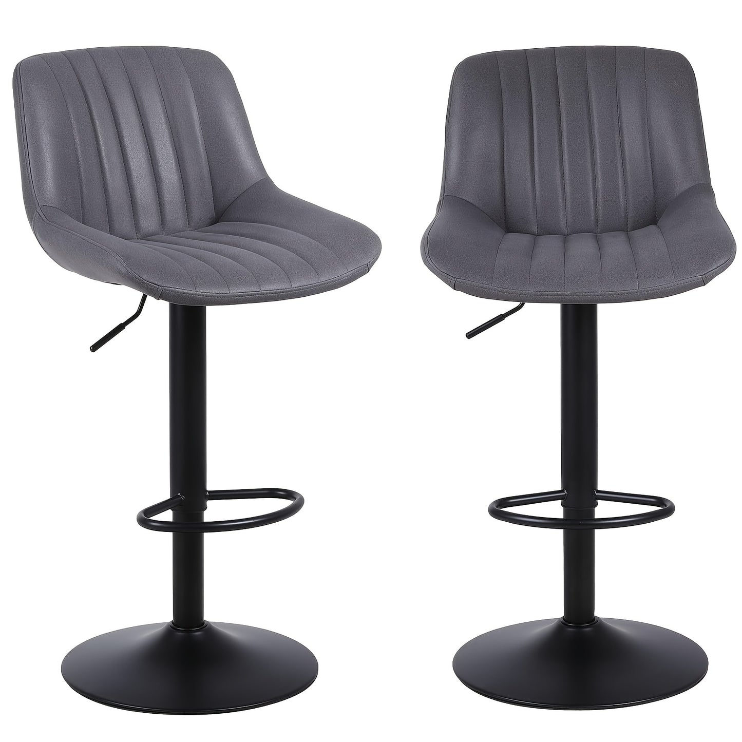Barkrukken – Barstoelen – Keukenstoelen – Krukken – Barkruk Set – Donkergrijs – Verstelbare Hoogte – Draaibare Zitting Met Rugleuning