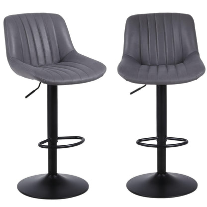 Barkrukken – Barstoelen – Keukenstoelen – Krukken – Barkruk Set – Donkergrijs – Verstelbare Hoogte – Draaibare Zitting Met Rugleuning