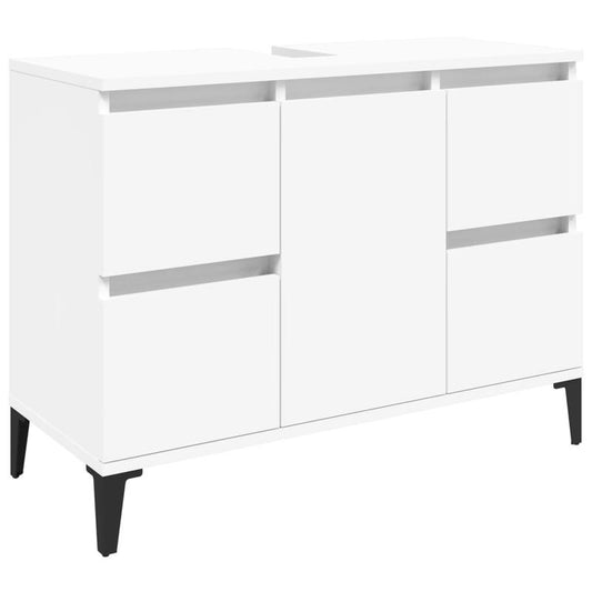 Witte Onderkast Badkamer – Wastafelkastje – Badkamerkast – Opbergkast – Kast Onder Wastafel – Ruimtebesparend Design – 80x33x60 Cm MDF Hout