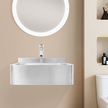 Heavy-Duty 304 Stainless Steel Wall-Mounted Sink with Faucet - Large Capacity Deep Basin (42.93x28.96x12.95cm), 180° Rotatable Hot/Cold Water Tap, Space-Saving Design for RV,, Bar, Boat - Commercial/Residential Use (Drainpip