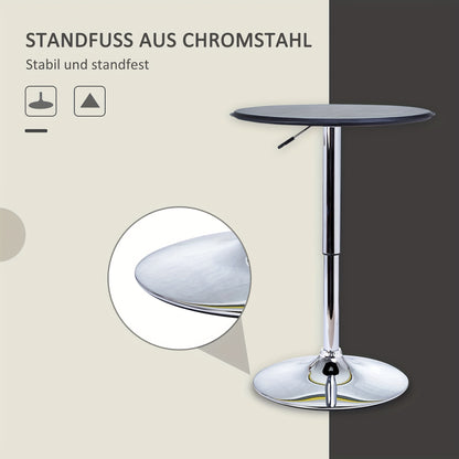 Modern Chrome-Plated Steel & Imitation Leather Bar Table - 63x67 to 93cm, Sleek Black Finish, Sturdy Base, Perfect for Dining Room, Kitchen, and Living Room, Kitchen Table, Contemporary Furniture, Elegant Design, Easy Assembl