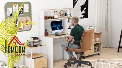 Bureau – Computertafel – Werkplekmeubel – Study Desk – Thuiswerkplek – Met Opbergruimte en CPU Houder – Grote Werkblad 113x45 cm – Eikenhoutkleur Melamine