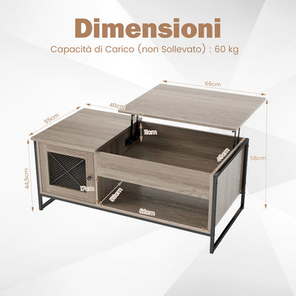 Salontafel – Coffee Table – Woonkamertafel – Tafel Met Hefblad – Verstelbare Tafel – Pneumatisch Hefmechaniek – Stil En Robuust Design – Compact 106x55x44,5 cm