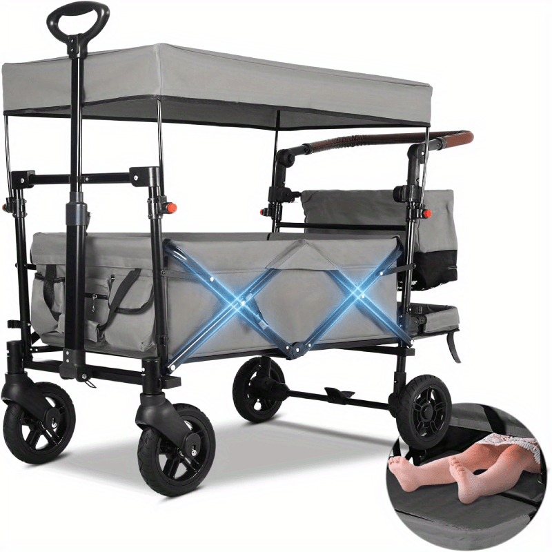 Bolderwagen – Kinderwagen – Vouwkar – Wagon – Bolderkar – Stevig Stalen Frame – UPF50+ Zonwering