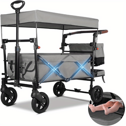Bolderwagen – Kinderwagen – Vouwkar – Wagon – Bolderkar – Stevig Stalen Frame – UPF50+ Zonwering