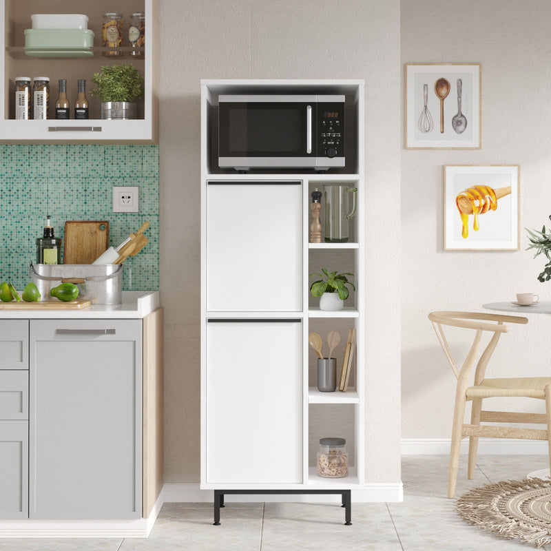 Keukenkast – Opbergkast – Dressoir – Kast – Meubel – Wit – 162x60x36 cm – Stevig Met Metalen Poten – Veel Opbergruimte Met 2 Deuren En Open Vakken