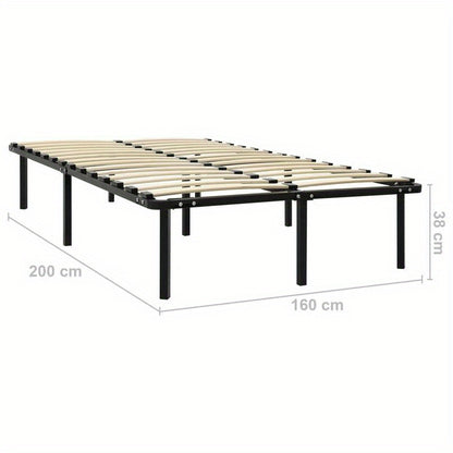 Extra Long Modern Minimalist Bed Frame - Heavy-Duty All-Metal Platform, Easy Assembly, Space-Saving Design for Large Bedrooms, Hotels, Guest Rooms - Industrial Chic Furniture (160x200cm/ 63x79in), Bed Room Decor, Hotel Bedroo