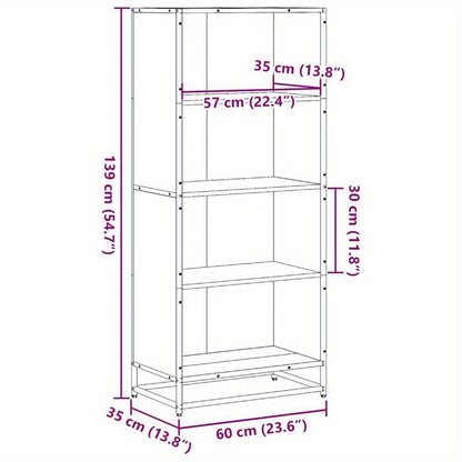 Bookshelf 60X35X139 Cm Made of Treated Wood in Brown Oak Color. Vertical Shelves, Sturdy And Durable, Attractive, Ample Storage Space, Smooth Surface, Moisture-Resistant, Warp-Resistant, And Split-Resistant, Suitable for Offi
