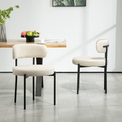 Eetkamerstoel – Stoel – Zitmeubel – Armstoel – Designstoel – Gestoffeerd Beige – Zwart Stalen Frame – Comfortabele Zitting
