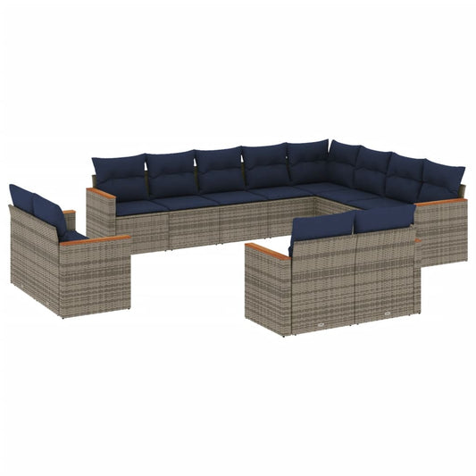 Tuinbankset – Buitenbank – Tuinset – Loungebank – Buitenmeubel – PE-Rattan – Poedergecoat Stalen Frame – Inclusief Wasbare Kussens – Grijs – Zonder Tafel