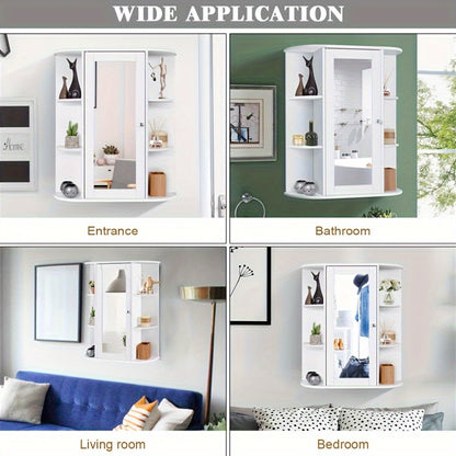 Badkamerkastje – Wandkast – Opbergkast – Spiegelkast – Medicijnkast – Scandinavisch Design – Smal 60x16x58 cm – Krasbestendige Spiegel