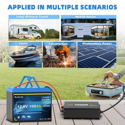 12.8V 100Ah LiFePO4 Accu – Lithium Batterij – Lithium Ion Accu – Camper Accu – Solar Accu – Ingebouwde 100A BMS – Laagtemperatuurbescherming