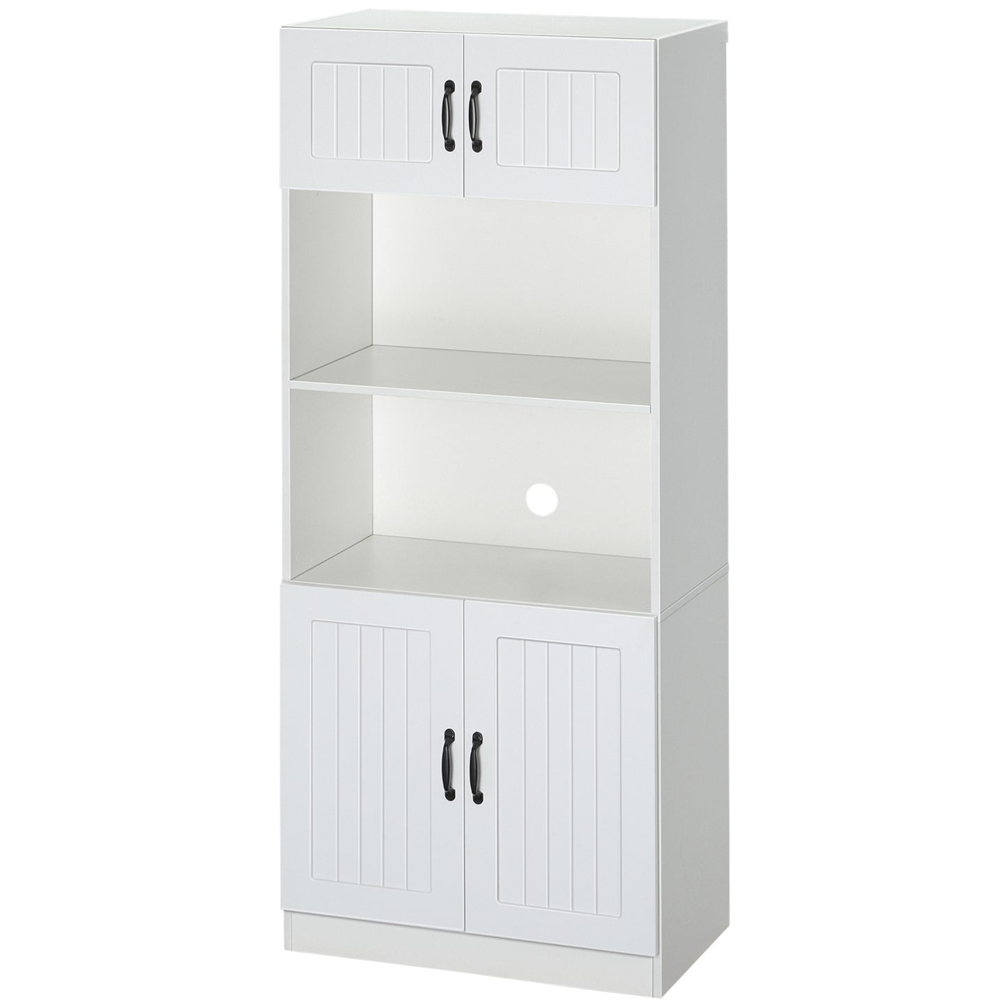 Keukenkast – Keukenbuffet – Opbergkast – Keukenkastje – Wit Zwart – Landelijke Stijl – Ruimtebesparend 170x70x40 cm