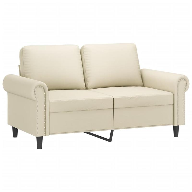 2-Zits Bank – Loveseat – Tweezitsbank – Zitbank – 2-Persoons Bank – Creme Kleur – Synthetisch Leer – Compact 120 cm breed