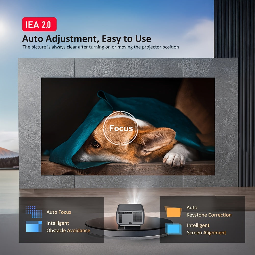 Beamer – Projector – Mini Beamer – Home Cinema – Smart Projector – 3000 Lumen Helderheid – 4K Ondersteuning & Android 12 – Ingebouwde Speakers & WiFi – 16:9 Beeldverhouding – Donkergrijs