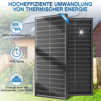 Zonnepaneel – Solar Paneel – Zonnecel – Zonne-energie Paneel – 100W Monokristallijn – Hoge Efficiëntie – Dubbelzijdig Gehard Glas