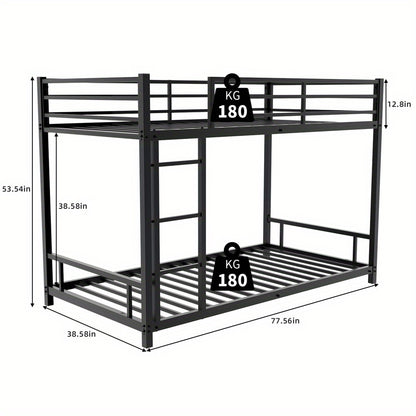 Metalen Stapelbed – Stapelbed Voor Tieners – Halfhoogslaper – Slaapbank – Opbergbed – Stevig Metalen Frame – Veiligheidshekken Bovenbed – Wit