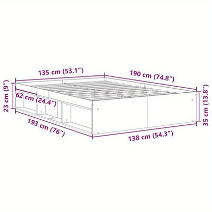 Bedframe Sonoma Eiken – Bedombouw – Slaapkamer Meubel – Ledikant – Bed Bodem – 140x200 cm – Hoogwaardig Gefineerd Hout – Stevige Constructie