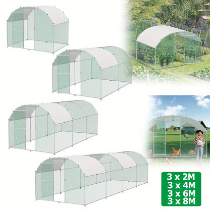 Buitenren Kippenhok Kippenren Kippenrenren Kippenkooi – 3x4m – Gegalvaniseerd Stalen Frame – Waterdicht PE Dak