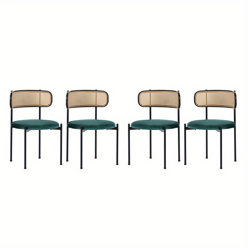 Fauteuil – Loungestoel – Relaxstoel – Zetel – Stoel – Set Van 4 – Groene Velvet Bekleding – Met Stevige Metalen Poten