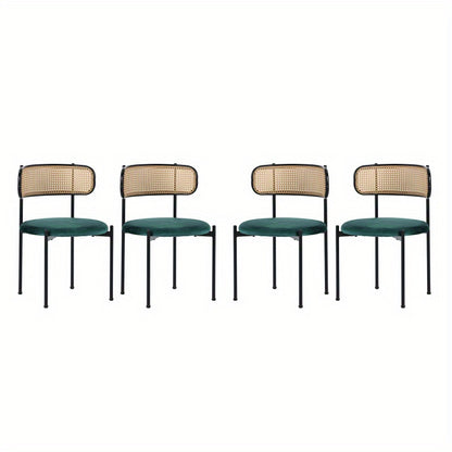 Fauteuil – Loungestoel – Relaxstoel – Zetel – Stoel – Set Van 4 – Groene Velvet Bekleding – Met Stevige Metalen Poten