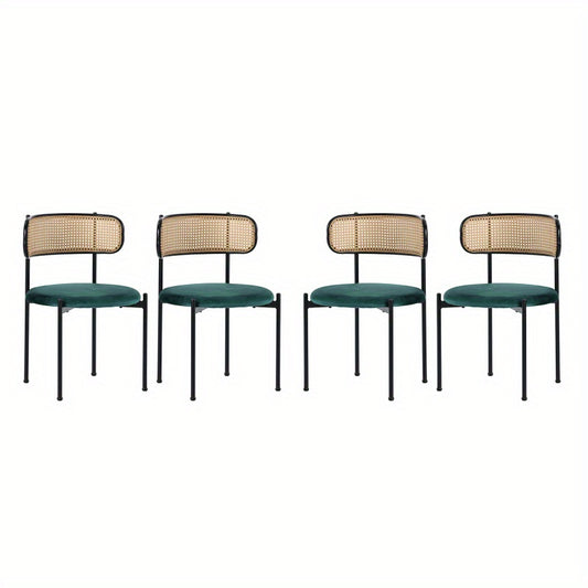 Fauteuil – Loungestoel – Relaxstoel – Zetel – Stoel – Set Van 4 – Groene Velvet Bekleding – Met Stevige Metalen Poten