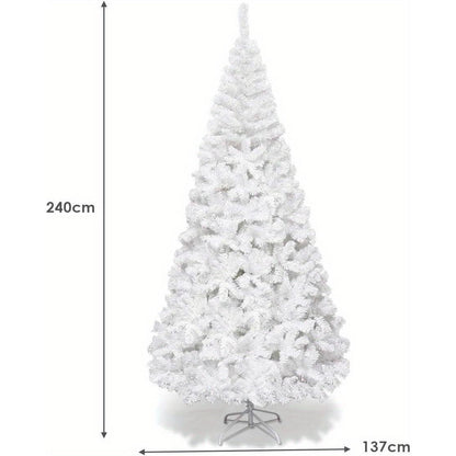 Witte Kunstkerstboom – Kunstkerstboom – Nepkerstboom – Kunstboom – Winterboom – 240 cm Hoog – Weerbestendig PVC Metalen Standaard