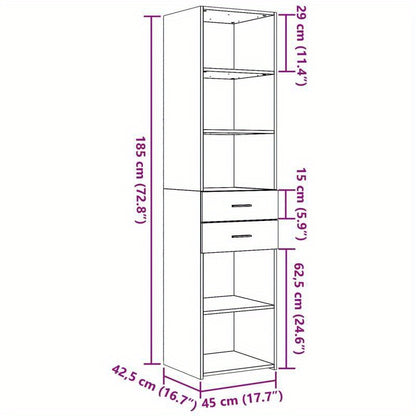 Modern Tall Cabinet 45x42.5x185cm - Treated with Shelving, Assembly Suitable for Hallway,, Bedroom,, Office - Space-Saving Vertical