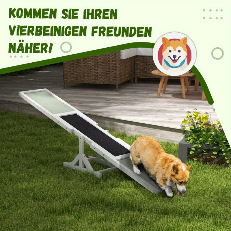Hondenbalans Trainer – Honden Agility Speelgoed – Hondentrainingshulpmiddel – Balansbord – Dog Teeter – Stalen Constructie – Anti-Slip Basis – Compact 180x30x30 cm – Geschikt Voor Kleine En Middelgrote Honden Tot 30 kg