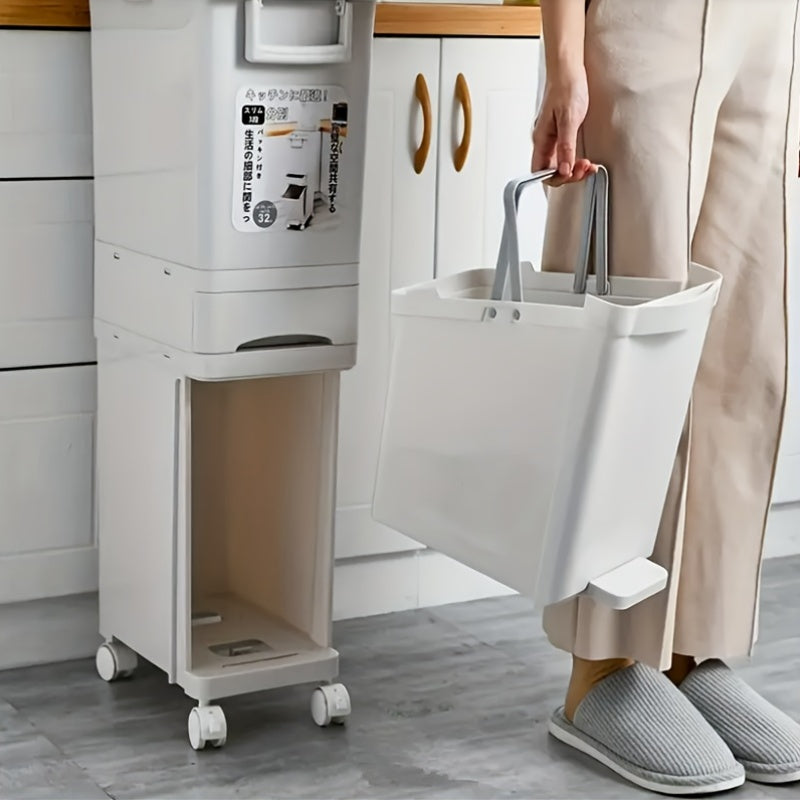 Afvalbak Keuken – Prullenbak – Afvalemmer – Pedaalemmer – Vuilnisbak – 32 Liter Grote Capaciteit – Dubbele Compartimenten Met Geur Afsluitend Deksel