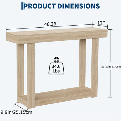 Sidetable Houten Tafel – Smalle Wandtafel – Haltafel – Entreetafel – Woonkamertafel – Rustiek Landelijk Design – Compact 117x30x81 cm – Eenvoudige Montage