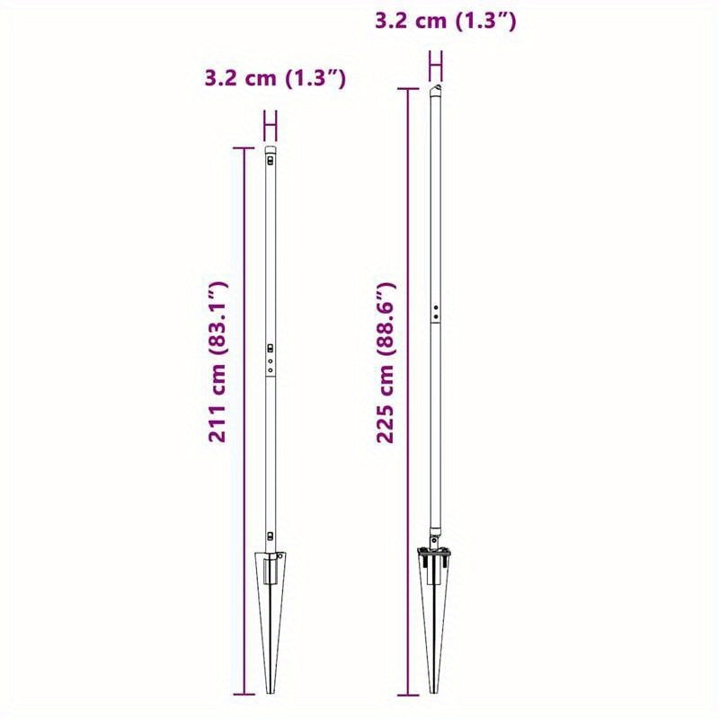 Tuinpalen – Hekpalen – Omheiningspalen – Tuinafzetting – Tuinpalen Set – Gegalvaniseerd Staal – 180 cm – 32 mm – Stevig en Duurzaam – Makkelijk te Installeren – Groen – Set van 7