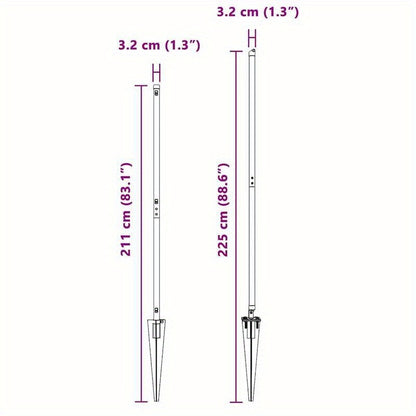 Tuinpalen – Hekpalen – Omheiningspalen – Tuinafzetting – Tuinpalen Set – Gegalvaniseerd Staal – 180 cm – 32 mm – Stevig en Duurzaam – Makkelijk te Installeren – Groen – Set van 7