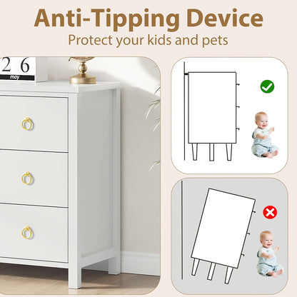 Modern 3-Drawer Dresser - Tall Freestanding Chest of Drawers with Non-Wood Storage Cabinet, Easy Assembly, Space-Saving Vertical Organizer Suitable for Bedroom, Living Room, Hallway - 80.01cm Wide 3.2+ Cubic Feet
