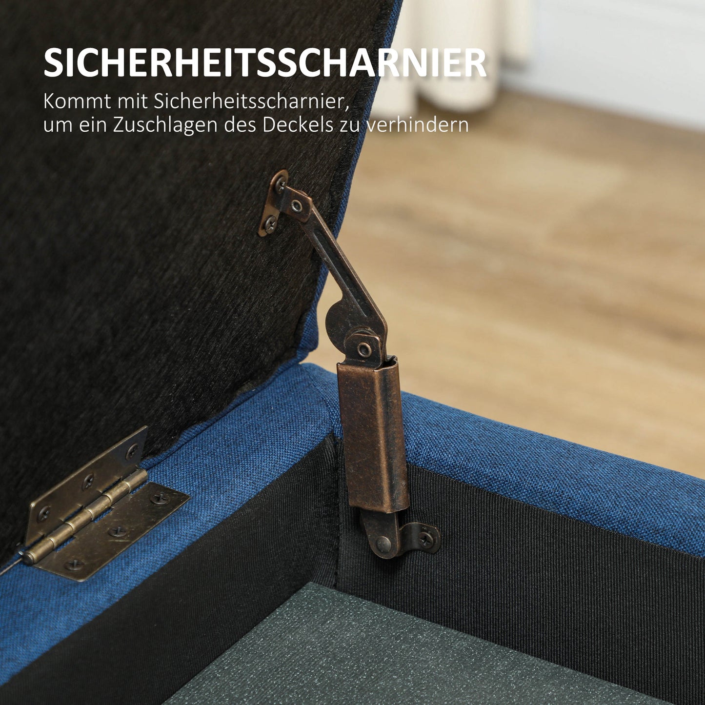 Opbergbank – Opbergbank – Zitbank – Halbank – Ottoman – Blauw – Button Tufting Design – Ruime Opbergruimte 125 cm