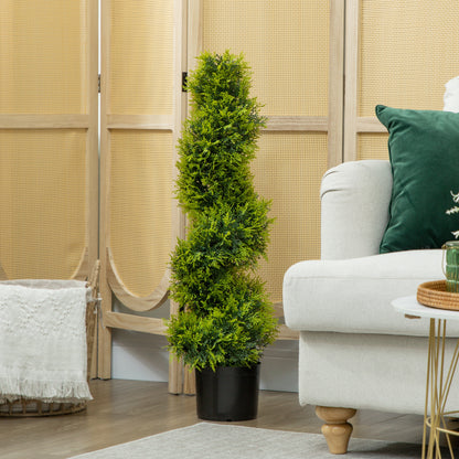 Kunstcipres – Kunstplant – Nepplant – Kunstboom – Groene Plant – Onderhoudsvrij – 90 cm Hoog – Spiraalvormige Kunstplant in Pot