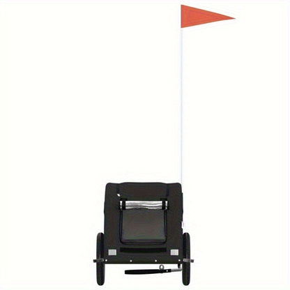 Hondenfietsaanhanger – Hondenaanhanger – Fietsbuggy – Hondenbuggy – Fietsaanhanger Hond – Ruim Interieur – Stevig IJzeren Frame – Openklapbare Voorruit & Zijdeuren – Veiligheidstuig – Zwart Oxford Stof